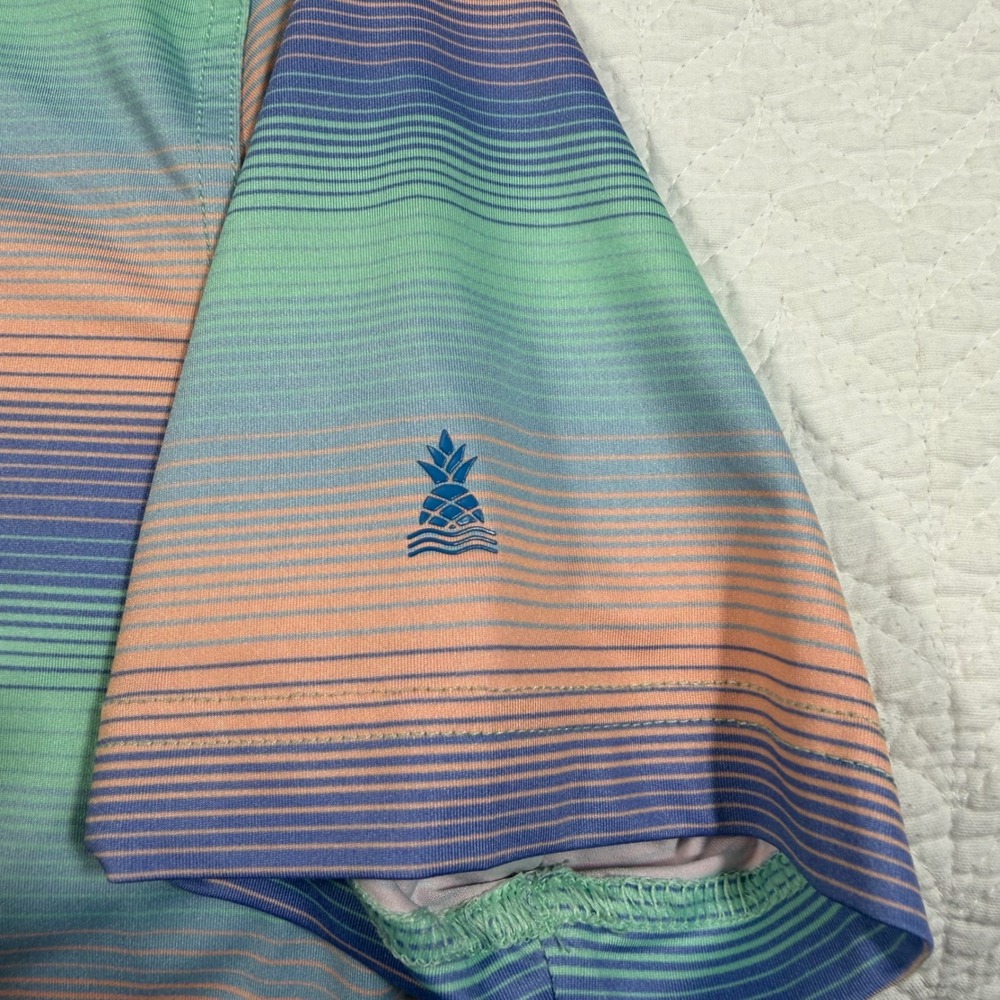 Chubbies Polo Shirt Youth YXL Multi Color Sunset Stripe Performance Stretch EUC - Picture 5 of 9